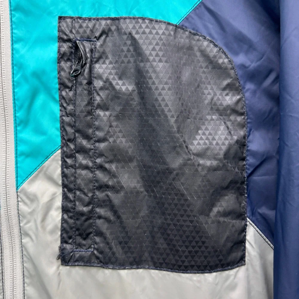 LRG Lifted Research Group Windbreaker Jacket Men XL Teal Navy Blue Outdoor
